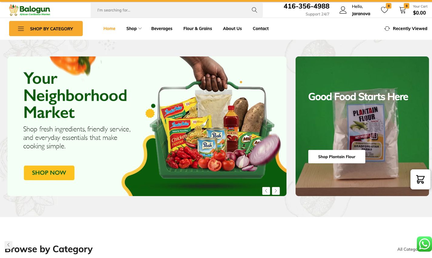Genuine Balogun African Caribbean Market website or published project screenshot