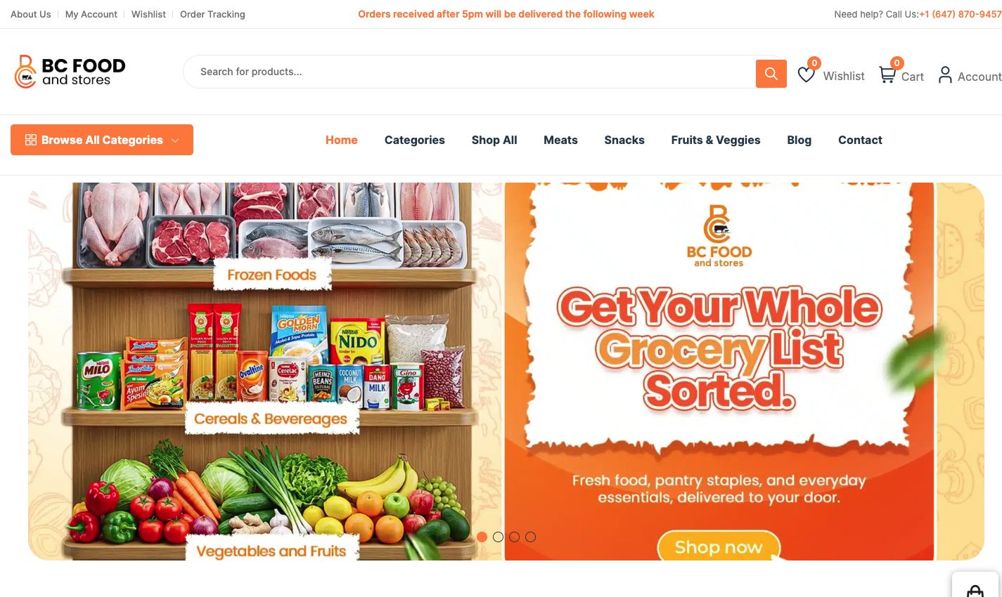 Genuine BC Food and Stores website or published project screenshot