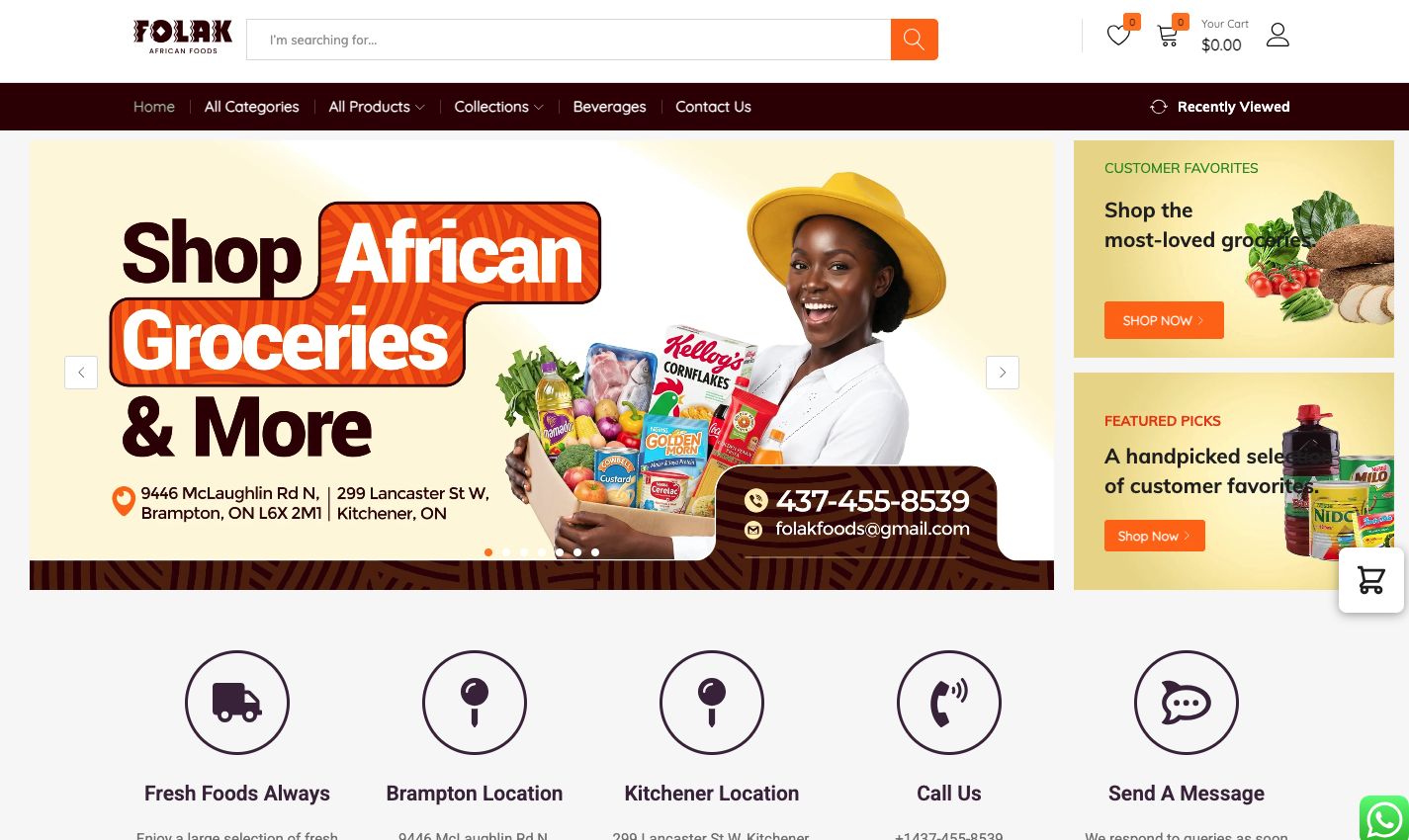 Genuine Folak African Store website or published project screenshot