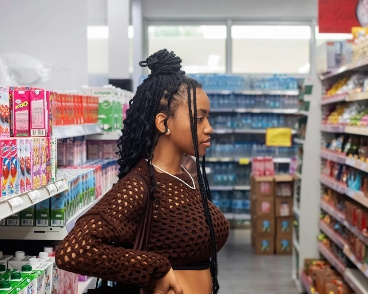 Shopper in a grocery store — illustrative stock photo