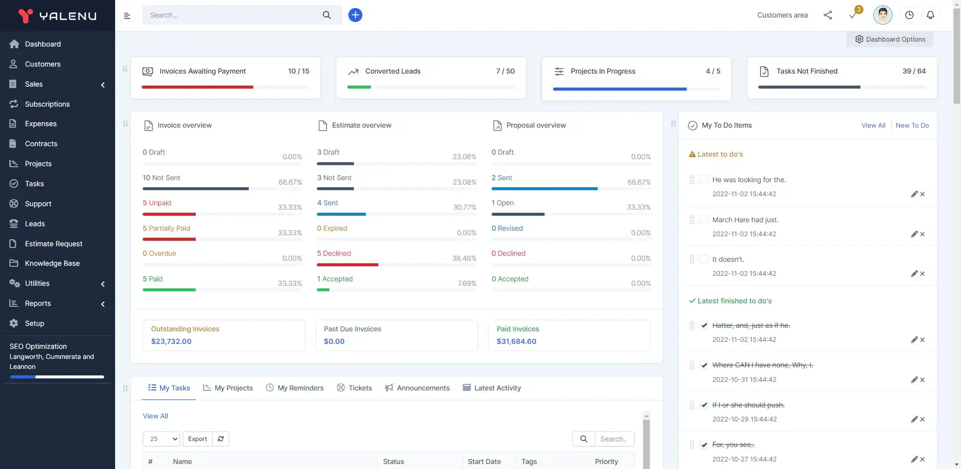 Genuine Yalenu CRM website or published project screenshot